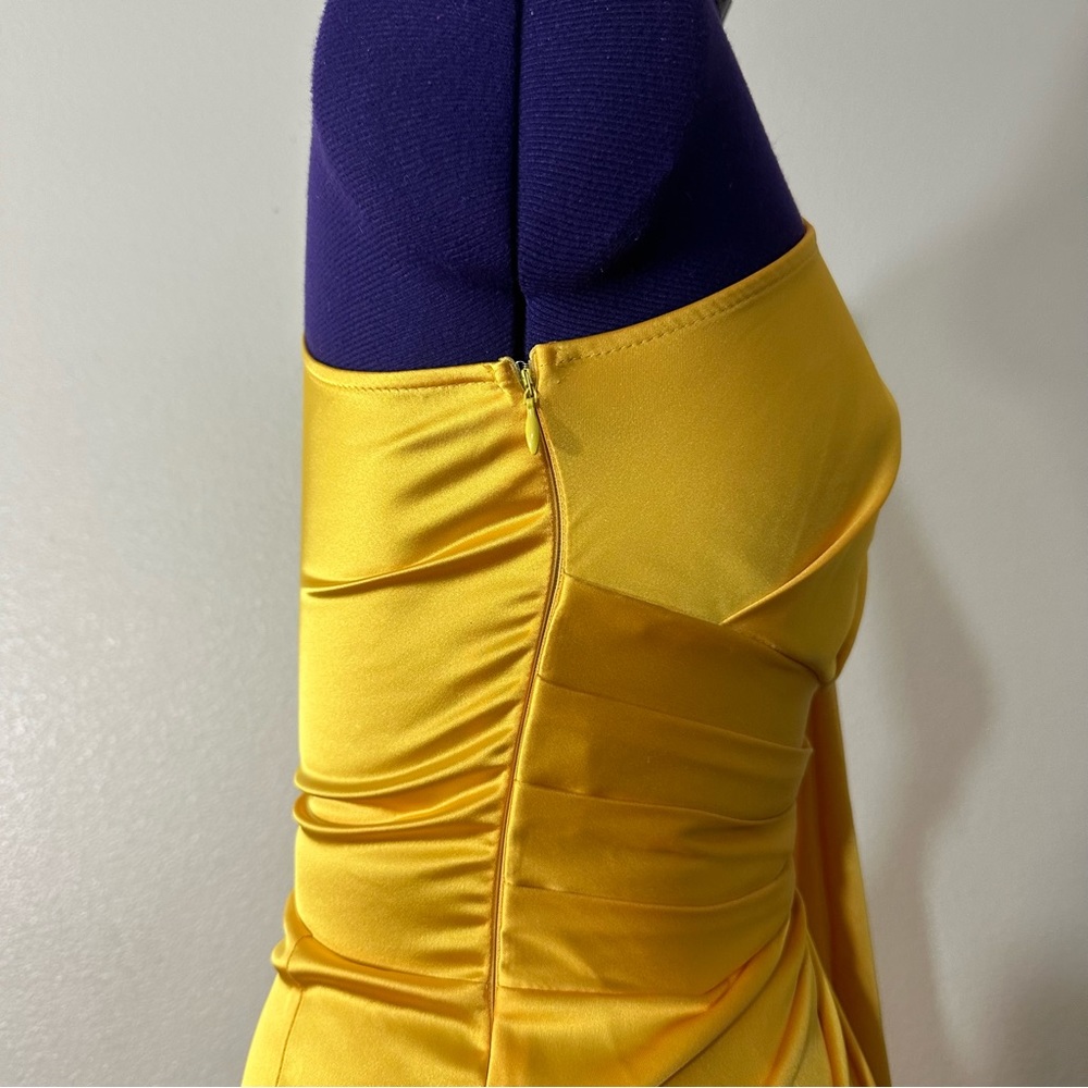 Yellow Shiny Formal One Shoulder Maxi Dress - Picture 6 of 13